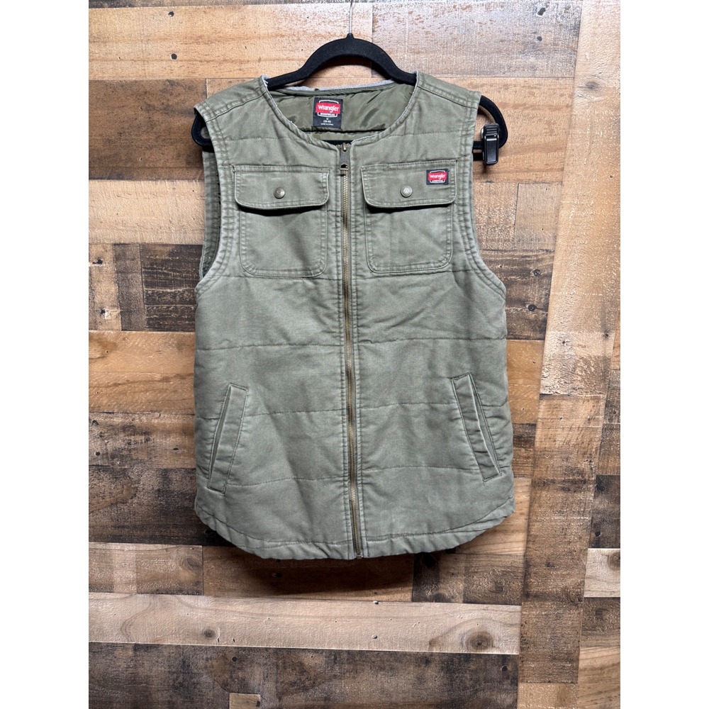 Wrangler Workwear Mens Quilted Utility Vest Olive Green Canvas Size M 38-40